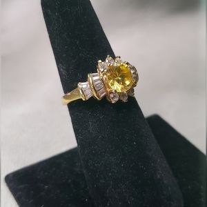Yellow Topaz Sterling Silver Gold Tone Ring Size 6